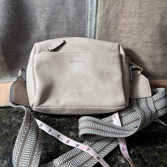 BOSTANTEN Handbags - BOSTANTEN Crossbody Bag Womens Small Light Gray Triple Zip Wide Strap